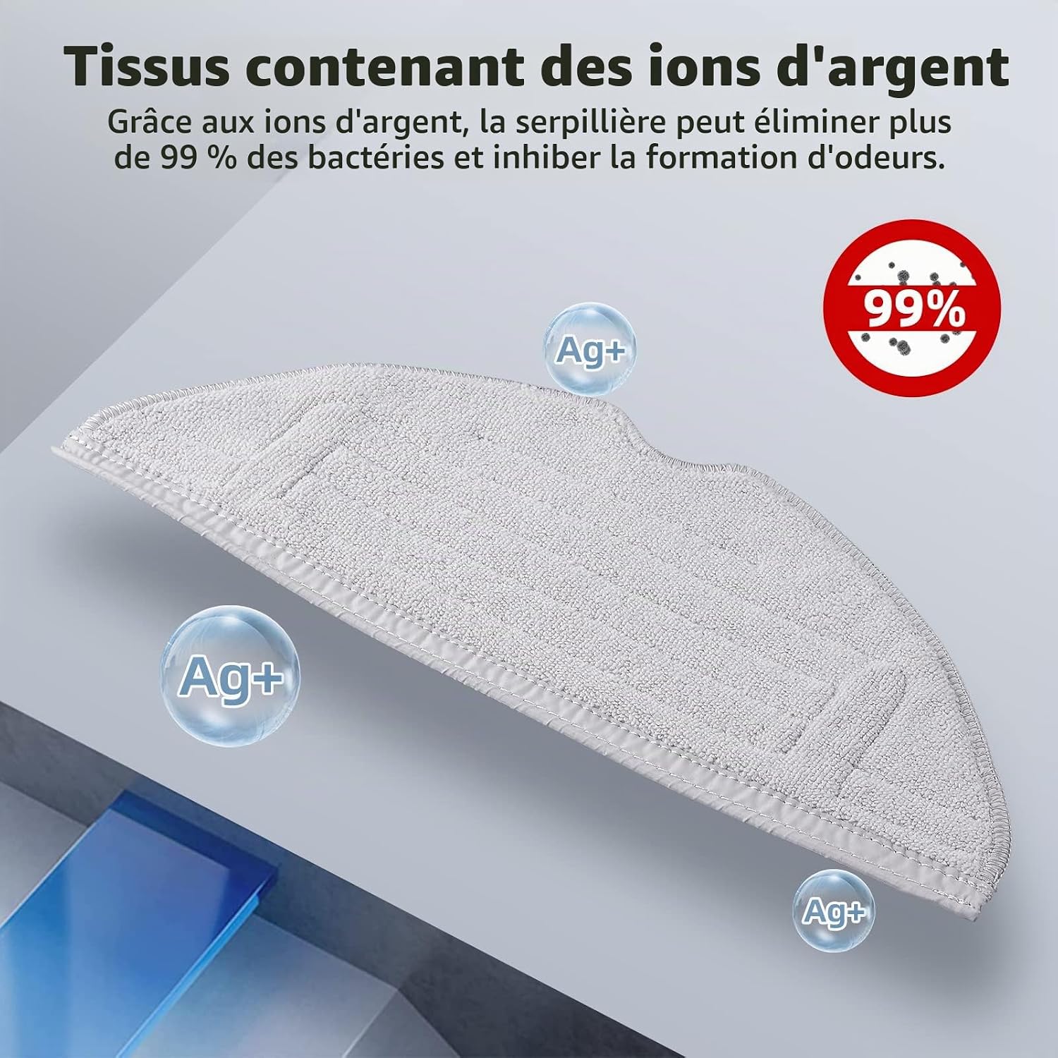 Detalle de Alloytool S8 Cleaning Cloths, set van 8 microvezeldoeken met zilverionen voor Roborock S7/S8