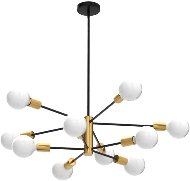 Detalle 2 de RUIYEY 606267276310 10-Light Black and Gold Sputnik Chandelier