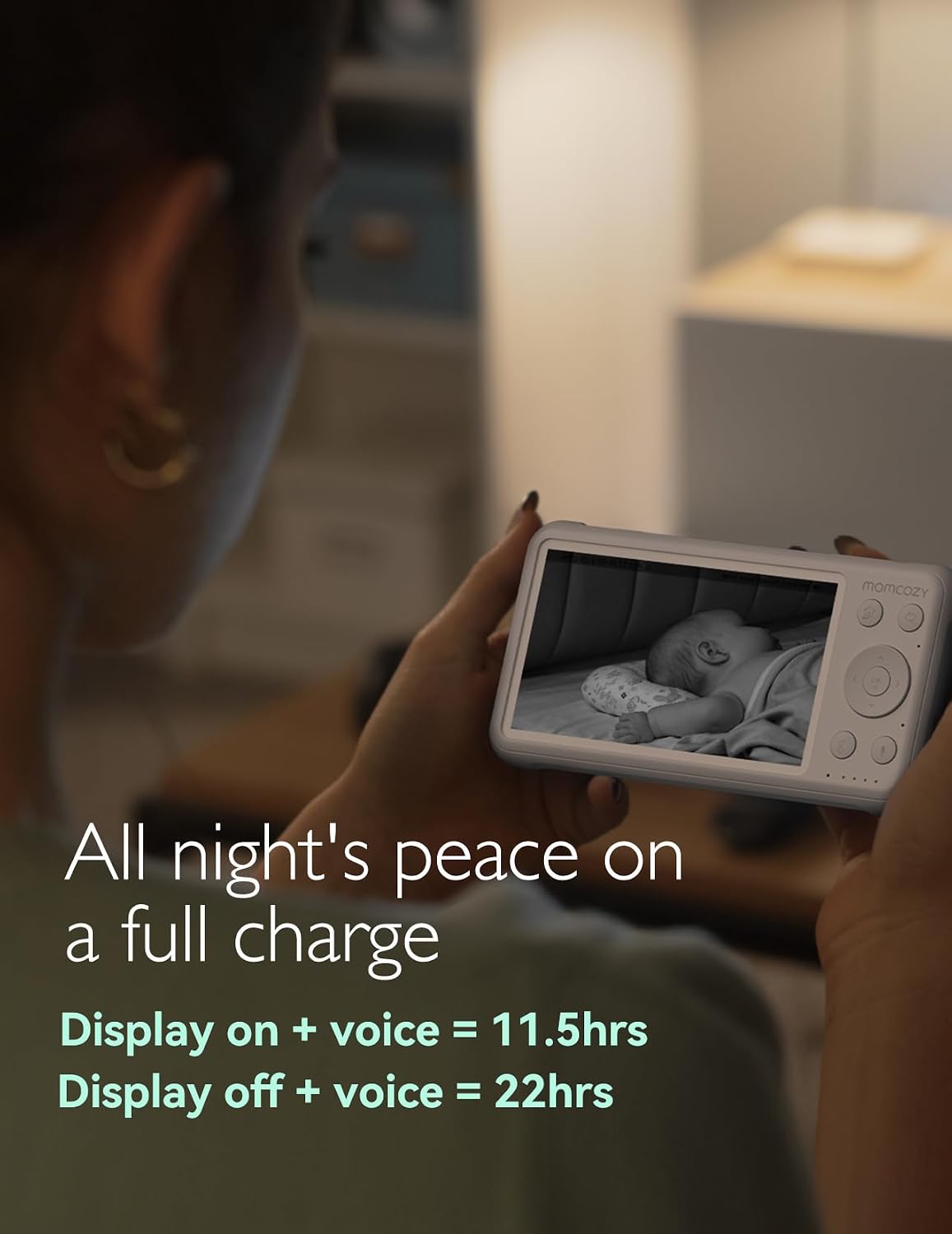 Detalle de Momcozy Video Baby Monitor BM01: 1080P, 5" Display, Night Vision and Long Battery Life