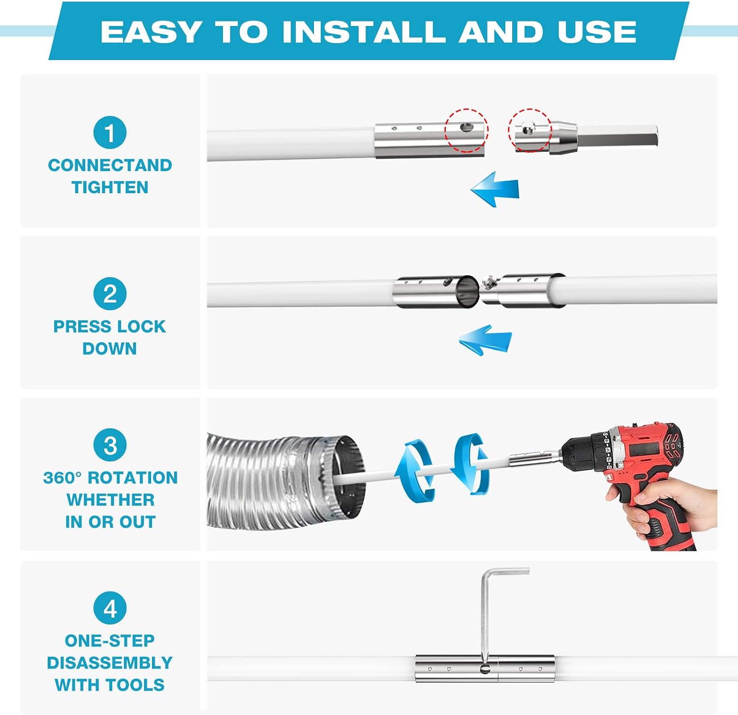 Detalle de Sealegend 15 Feet Dryer Vent Cleaner Kit: Flexible Brush System for Lint Removal