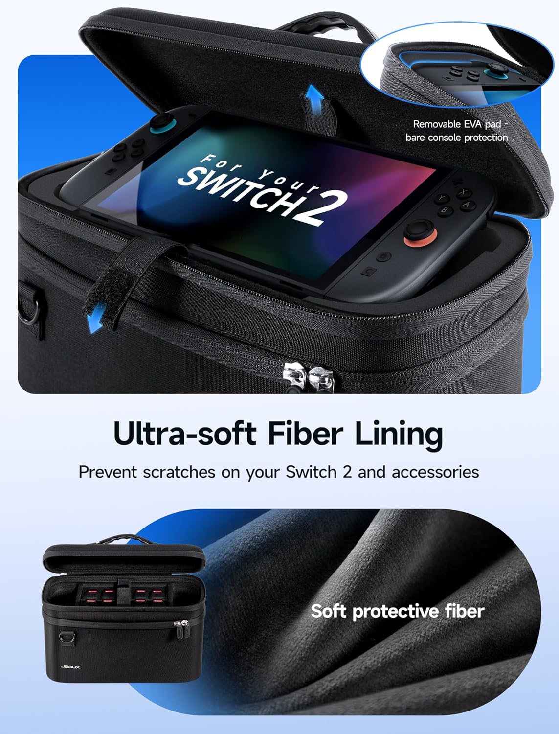 Thumbnail 3 de JSAUX All-in-One Tasche für Nintendo Switch 2 – Reiseaufbewahrung für Konsole, Dock, Controller & Zubehör (Schwarz)
