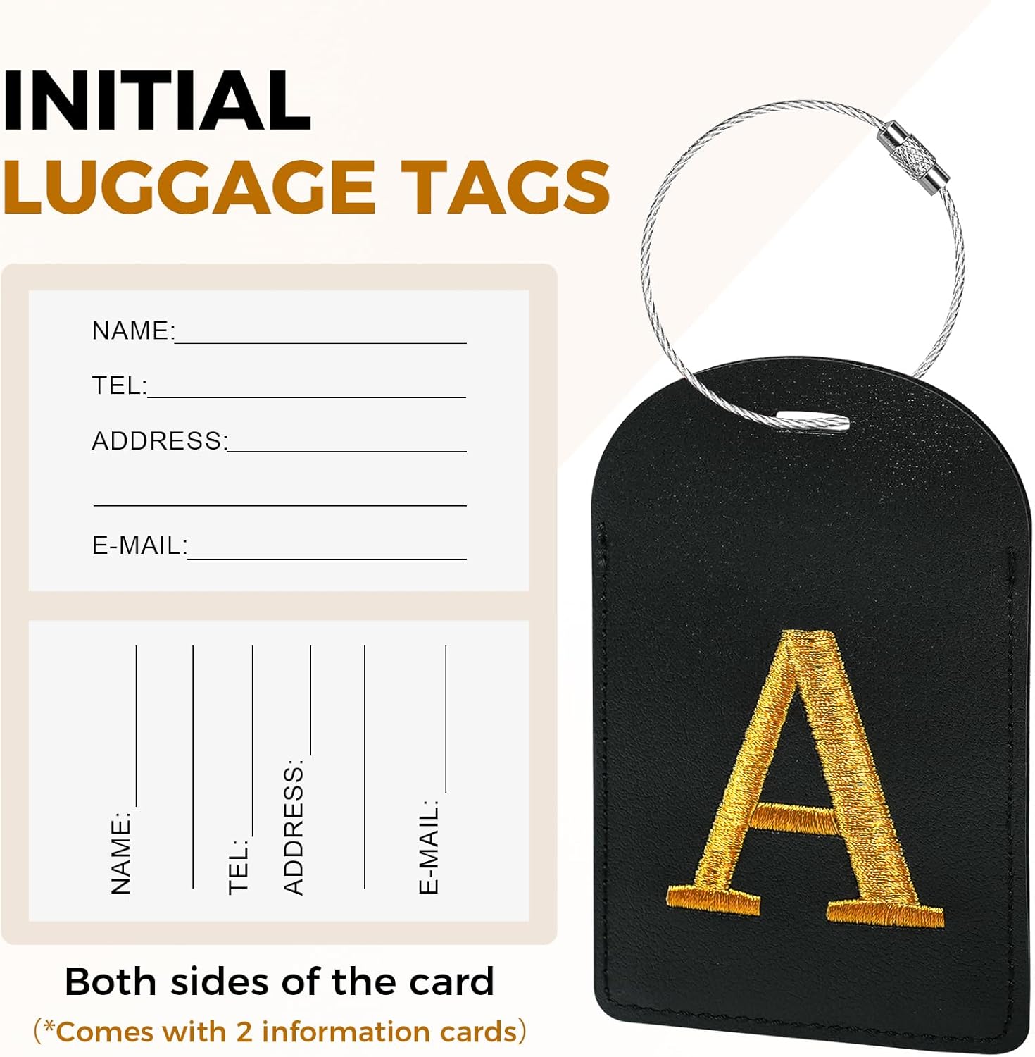 Thumbnail 3 de Gloppie Initial Luggage Tags for Suitcases – TSA Approved, Embroidered Monogram, Premium PU Leather