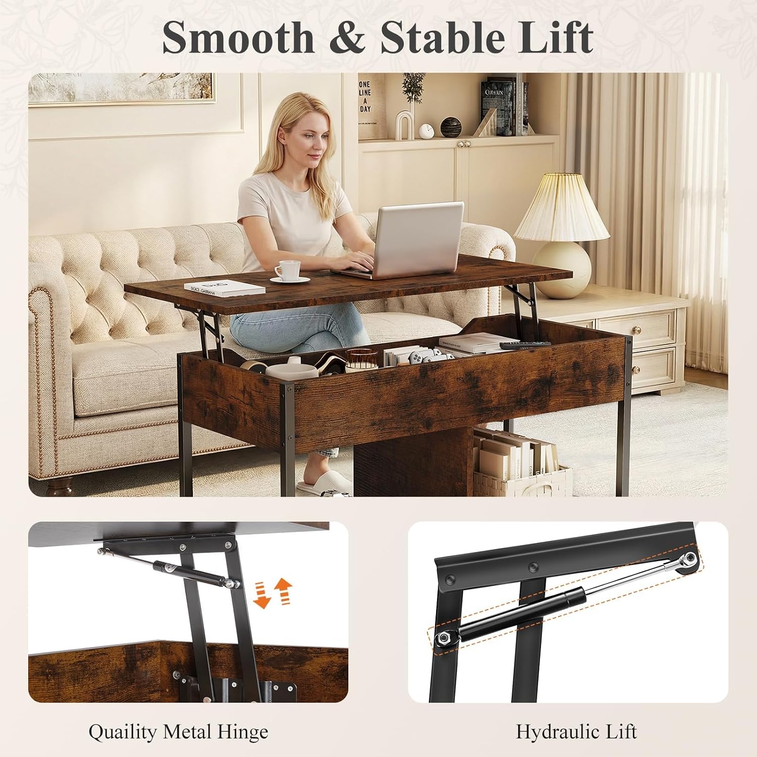 Thumbnail 5 de DUMOS Lift-Top Coffee Table, Wood