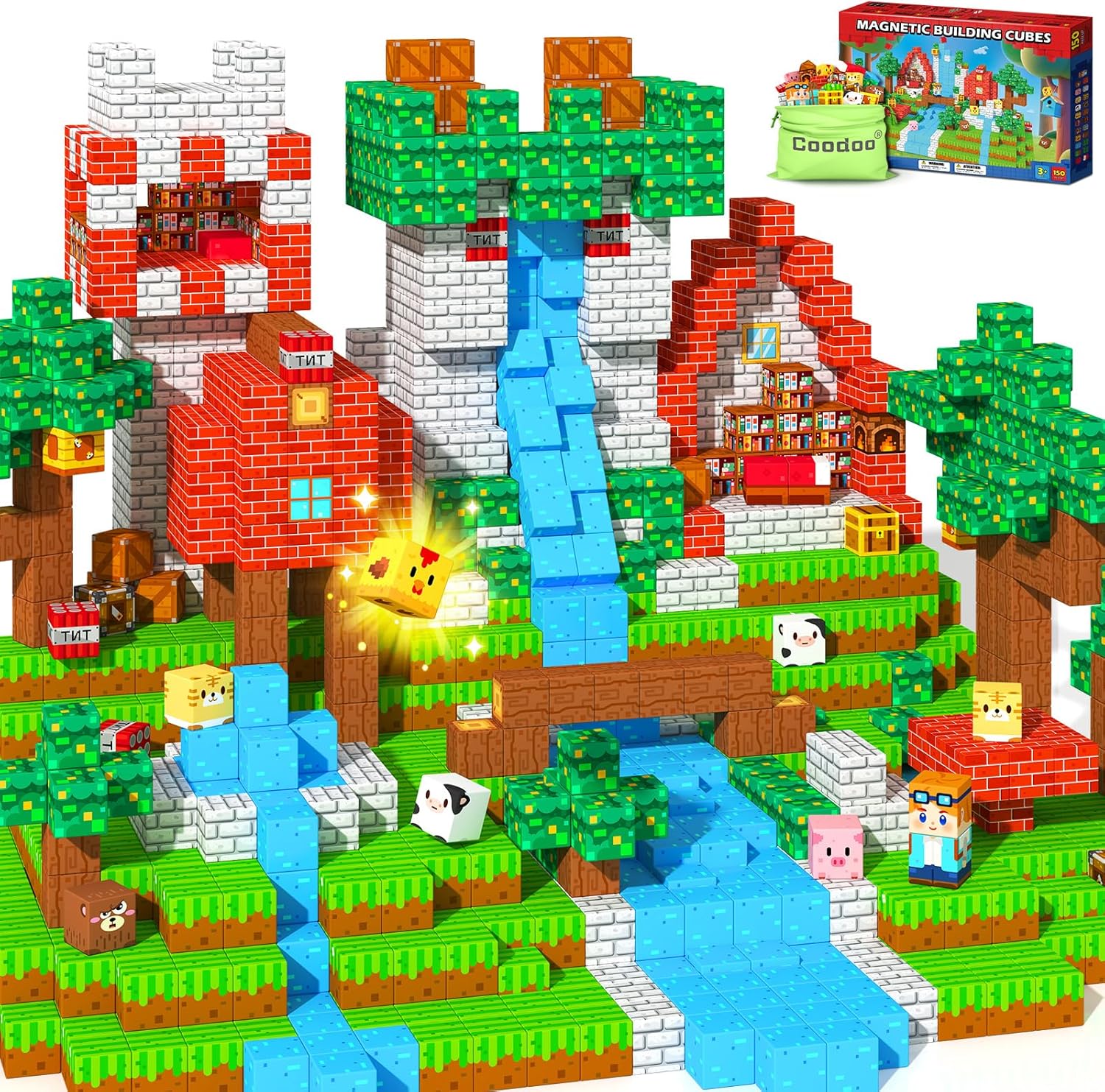 Thumbnail 6 de 110PCS Magnetic Blocks - Build Mine Magnet World Magic Teleport Pipes Set