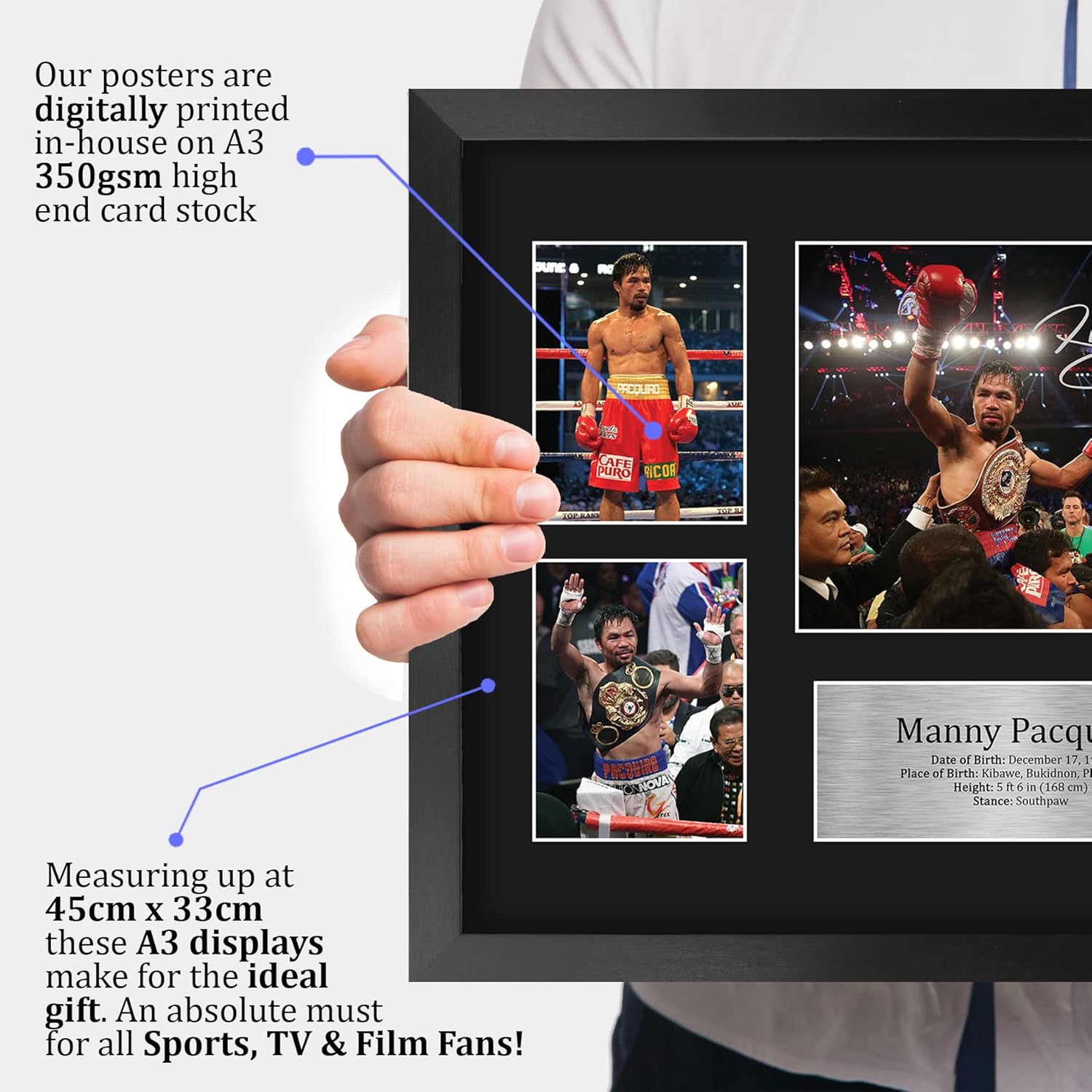 Thumbnail 2 de HWC Trading FR A3 Manny Pacquiao signed autograph display picture (framed) for boxing memorabilia fans