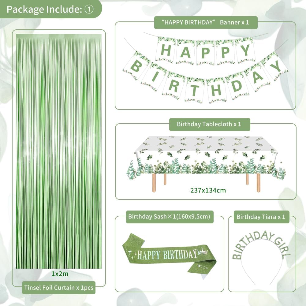 Thumbnail 1 de Geburtstagsdeko Grün Gold – Grüne Gold-Deko Set für Damen-Geburtstag mit Happy Birthday Banner und exklusiven Details