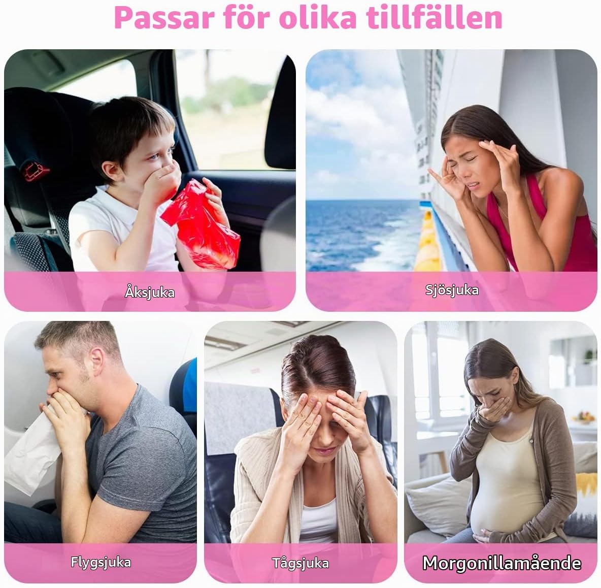 Thumbnail 6 de ACWOO 3442622 åksjukearmband, 2 par för barn och vuxna