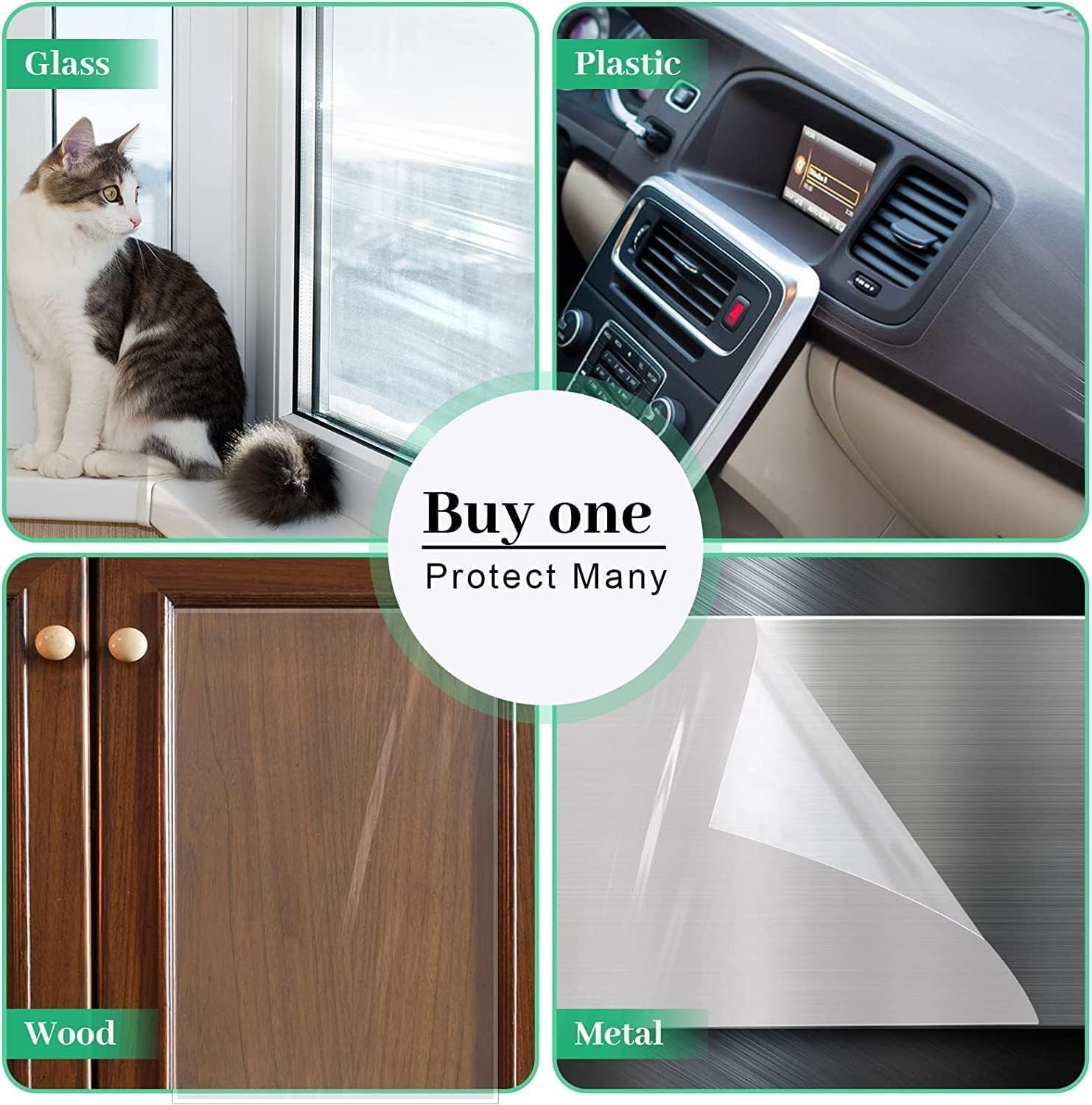 Detalle de CHUANGSEED Clear Door Protector Tape for Dog & Cat Scratching, 21cm x 3m (8.2" x 118")