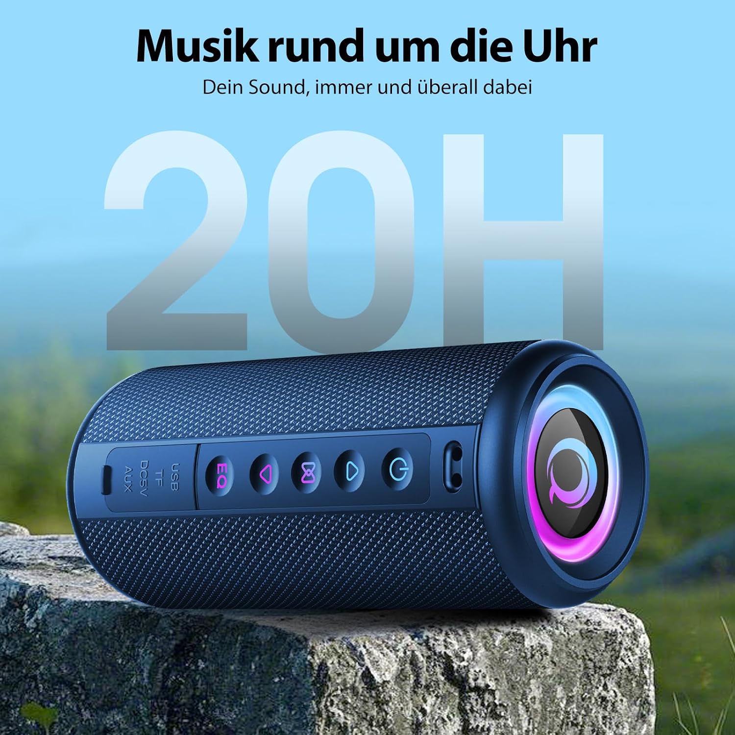 Detalle de dotn Bluetooth Lautsprecher 2026 – 360°-Klangbox mit RGB, IPX7, 3600 mAh