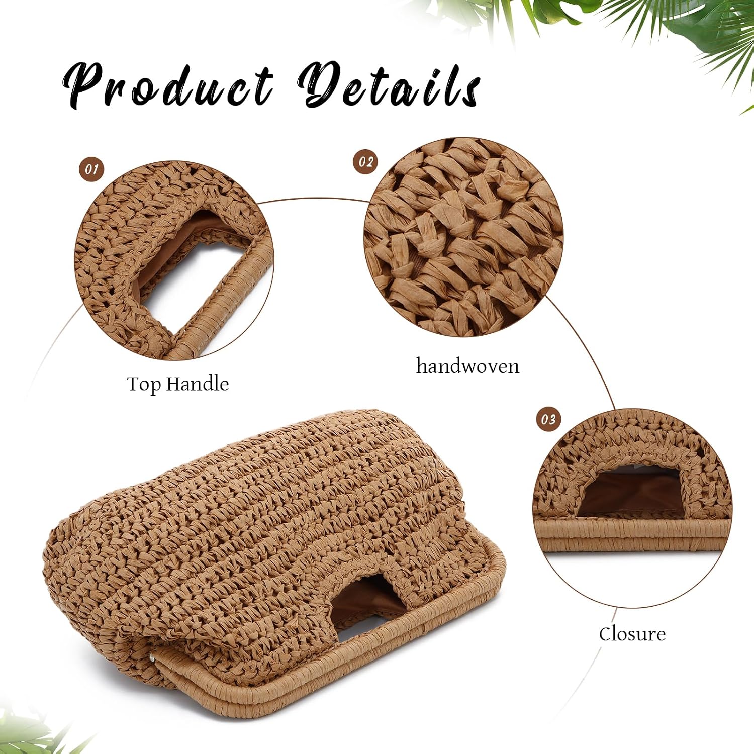 Thumbnail 5 de EVEOUT Straw Clutch 15.35" length