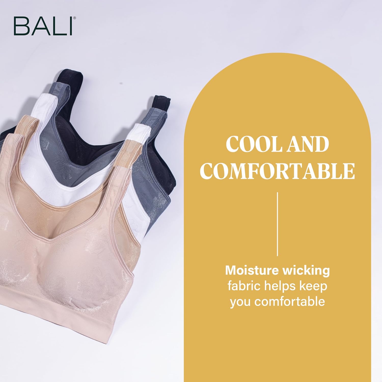 Detalle 2 de Bali Women’s Wireless Comfort Revolution Bra — Seamless, Full-Coverage Shaping