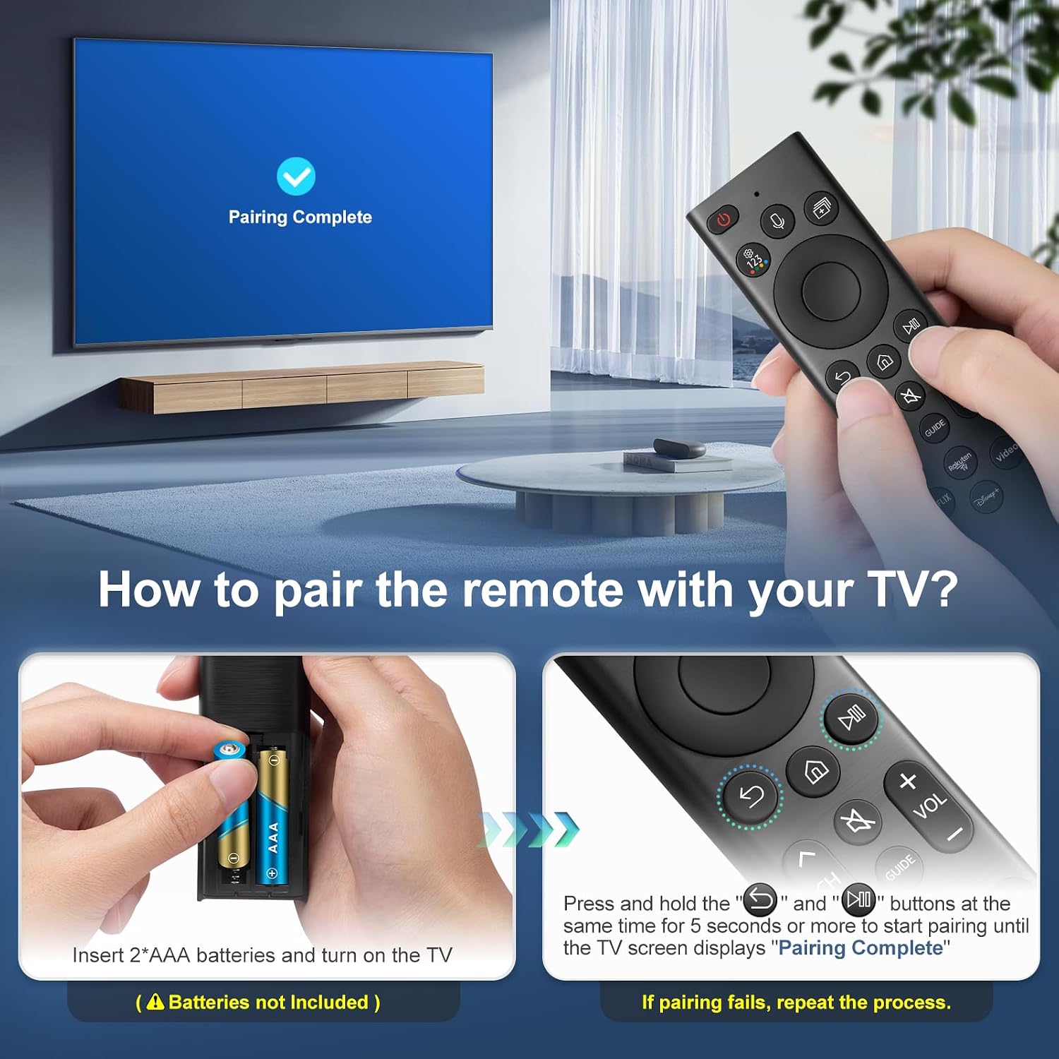 Detalle de Voice Replacement for Samsung-Smart-TV-Remote with Voice Function and Shortcut Buttons