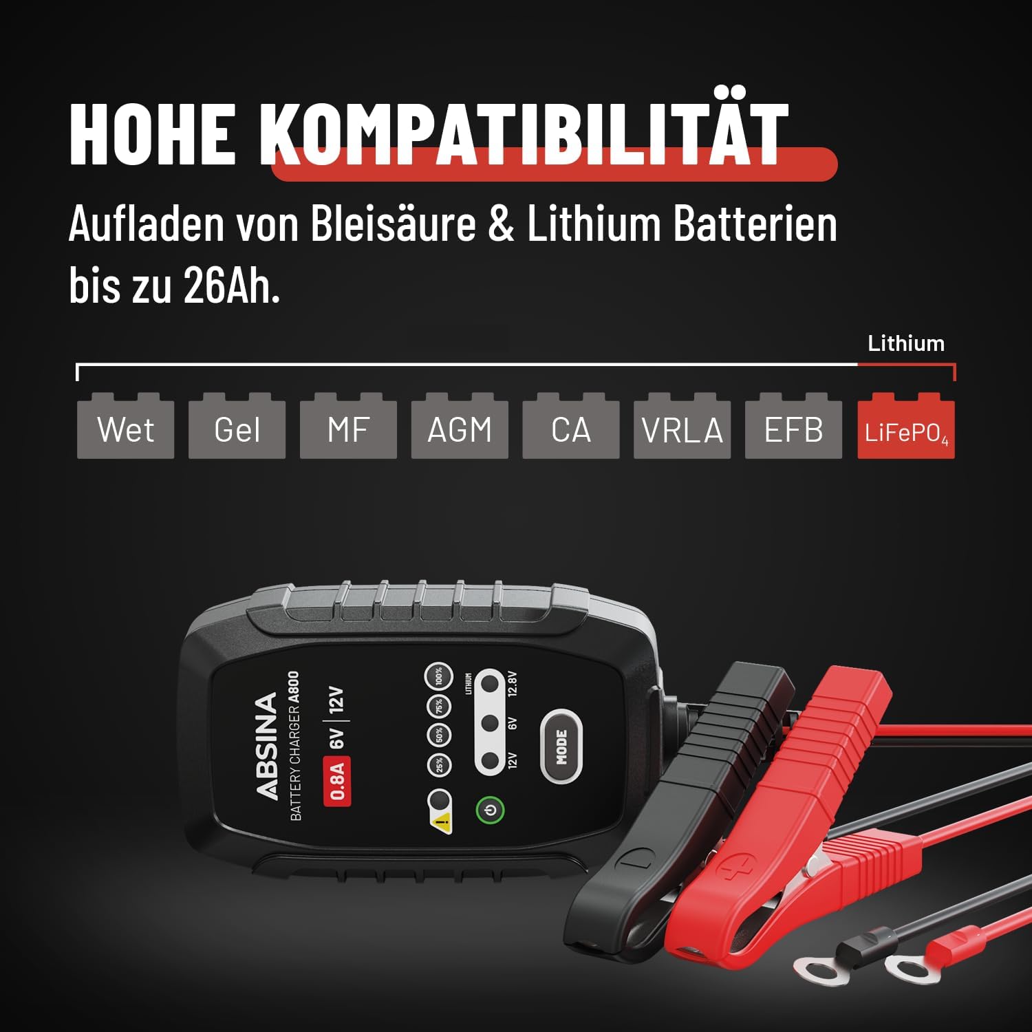 Detalle 2 de ABSINA Roller & Motorrad Ladegerät 800mA 🏍