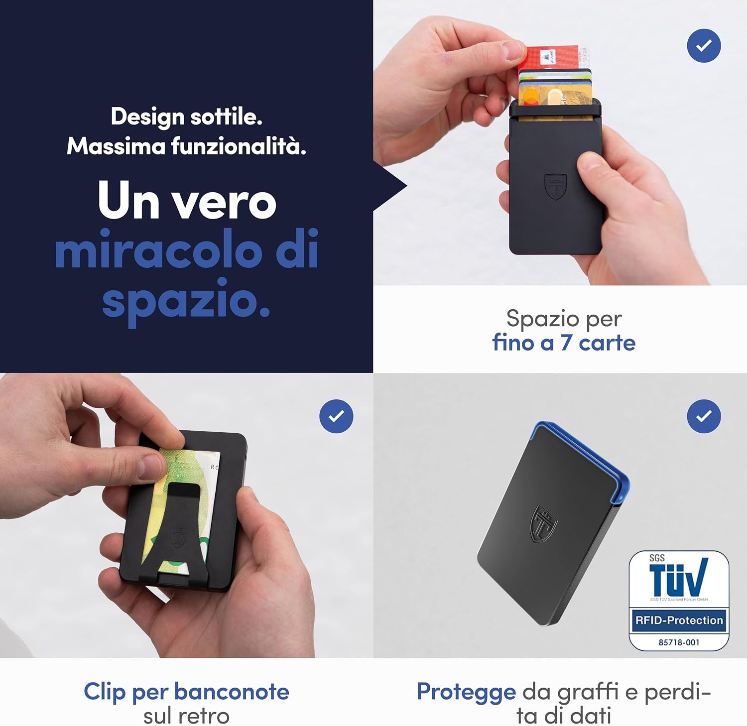 Detalle 2 de TRAVANDO SLYDE portacarte in alluminio 9,9×6,8×0,9 cm
