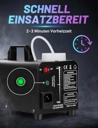 Detalle de TAKRINK Nebelmaschine 900W mit RGB LED – Rauchmaschine mit Fernbedienung, 16 Farben