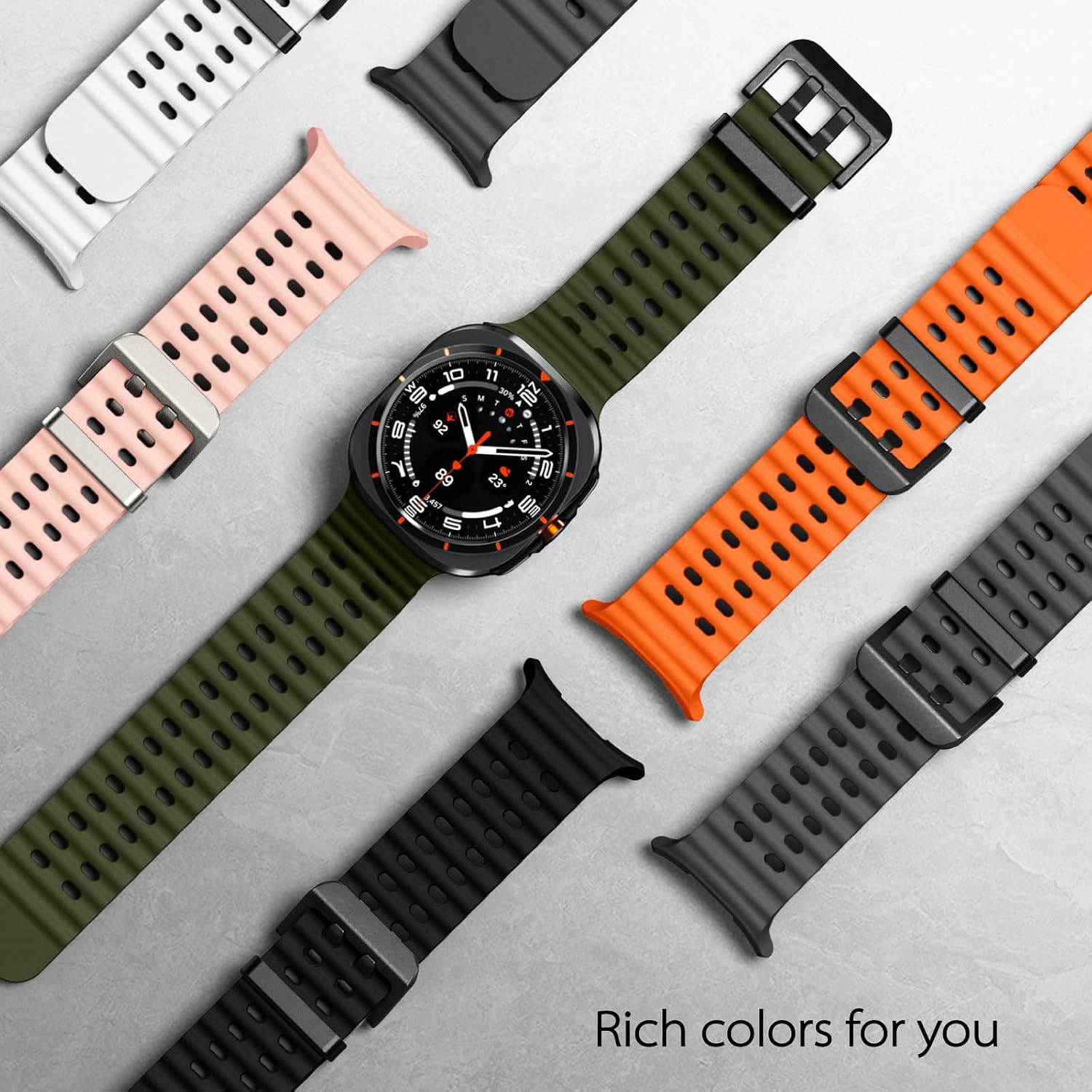 Detalle 2 de Joehwerr 2 Pack Sport Strap for Samsung Galaxy Watch Ultra 47mm (2024–2026) – Soft Silicone, Breathable & Lugless
