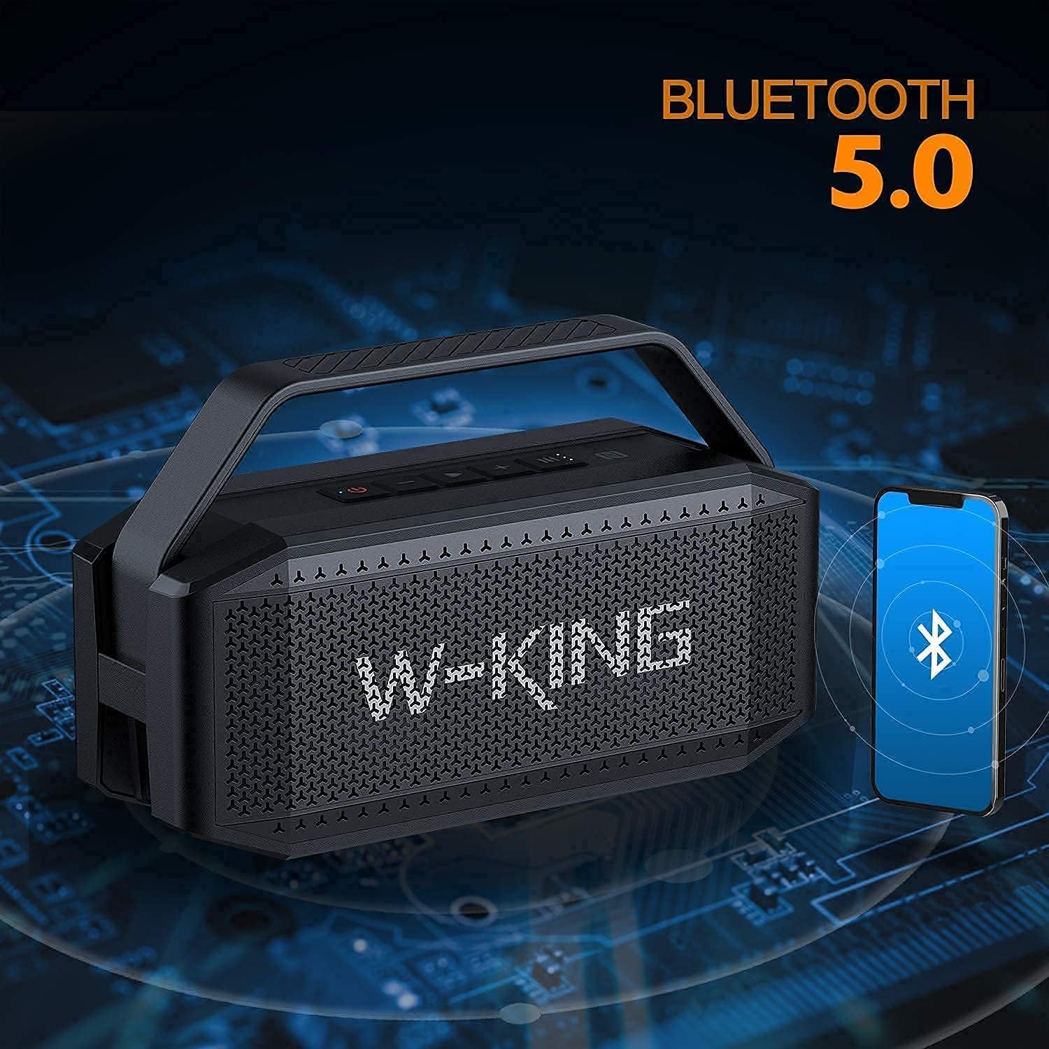 Thumbnail 6 de W-KING Loud Bluetooth Speaker (100W Max) with IPX6, 60W Deep Bass Radiator, Dual Subwoofers, Bluetooth 5.0, TF & AUX