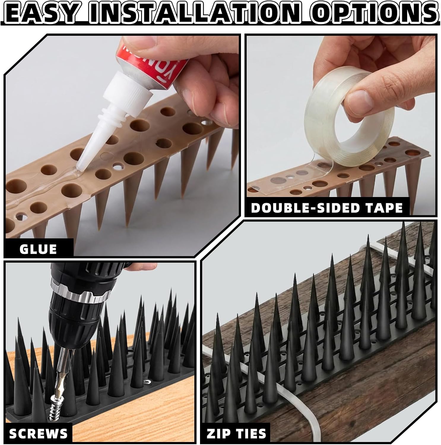 Detalle de LavviTech Bird Spikes Plastic Outdoor Deterrent, 30-Pack, 41.9 ft Coverage