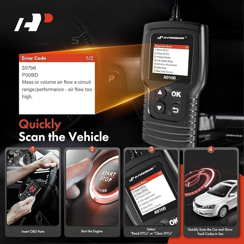 Thumbnail 1 de A-Premium AD100 OBD2 Scanner for Cars