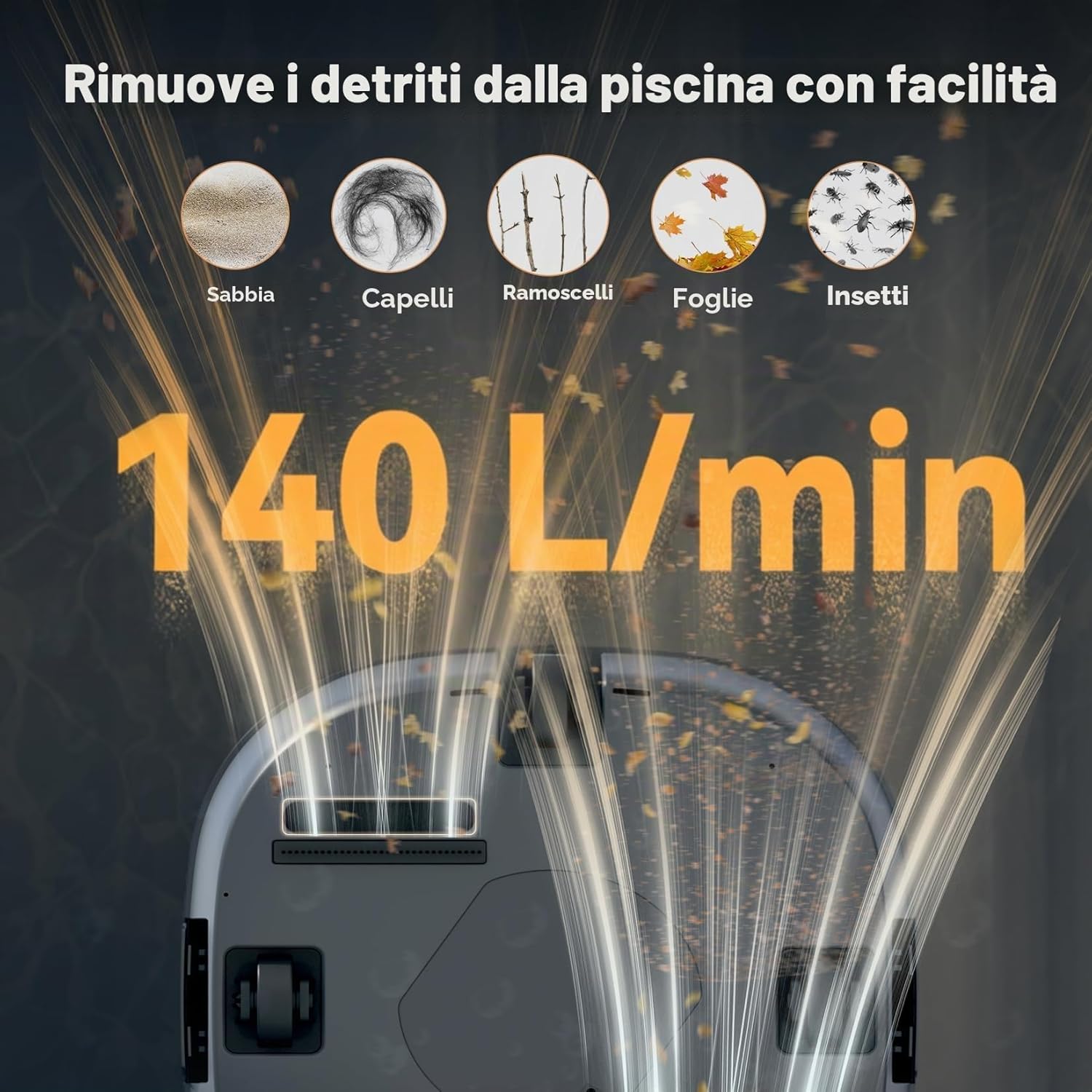Detalle de CoasTeering Planet Pro: Robot Piscina Senza Fili con Autonomia di 200 Min e 2 Motori Brushless