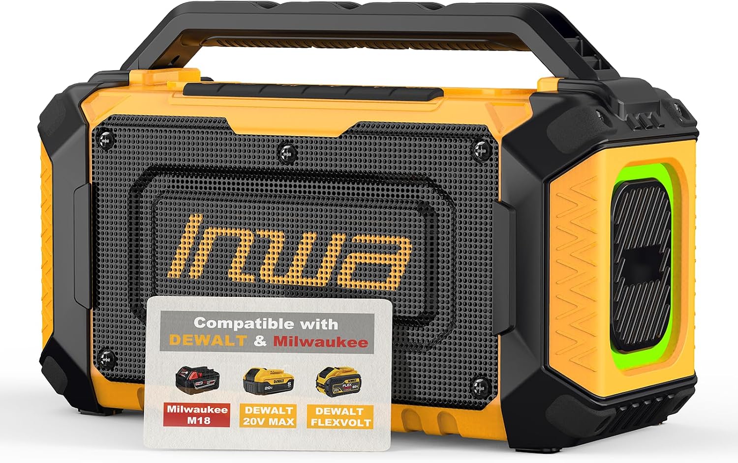 Detalle de Inwa Jobsite Bluetooth Speaker with 60W Power, RGB Lights, and Multi-Battery Compatibility