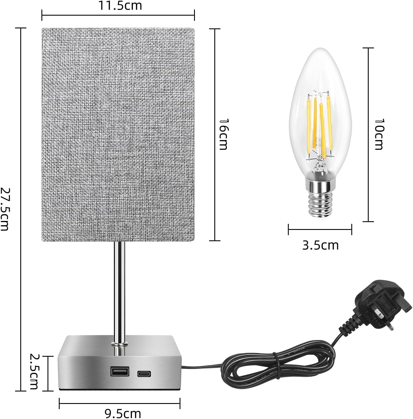 Thumbnail 4 de Totofac Touch Bedside Lamp with USB Ports & 3-Way Dimming ⌛
