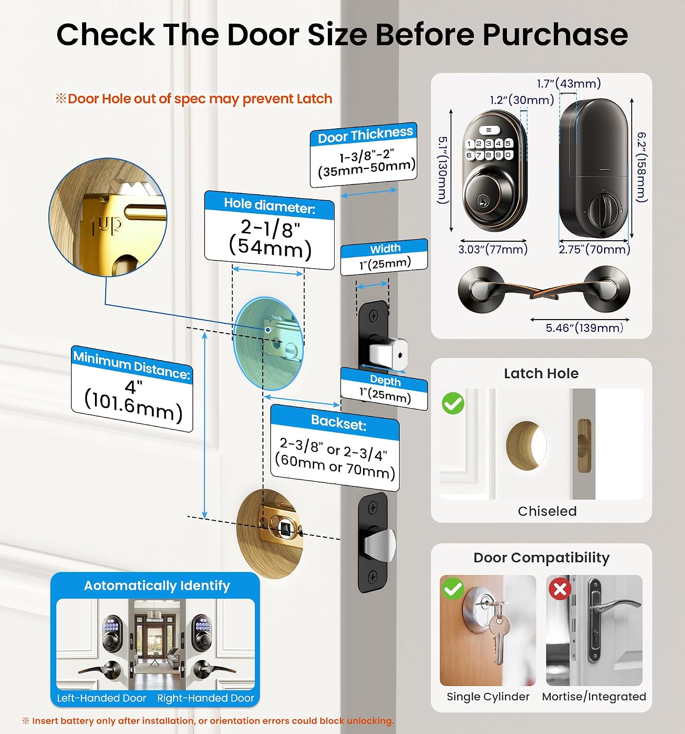 Thumbnail 5 de Veise Keyless Entry Door Lock with Zinc Alloy Handle