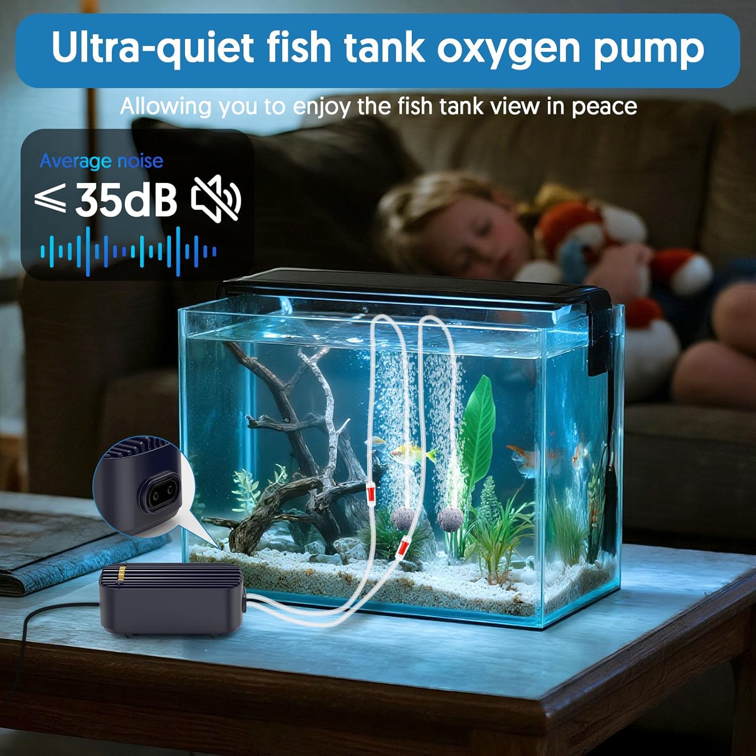 Detalle de QZQ Air Pump Silent Adjustable 450 L capacity 🐠