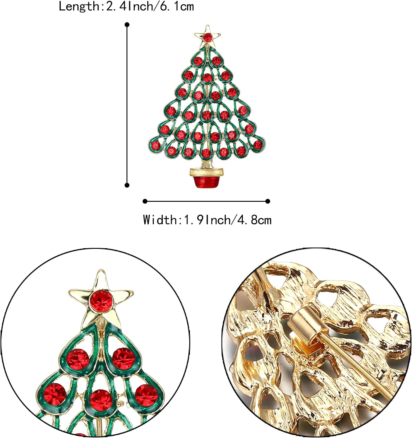 Detalle 1 de Clearine Albero di Natale Spilla Xmas Star Hollow – Goccia con Strass in Cristallo