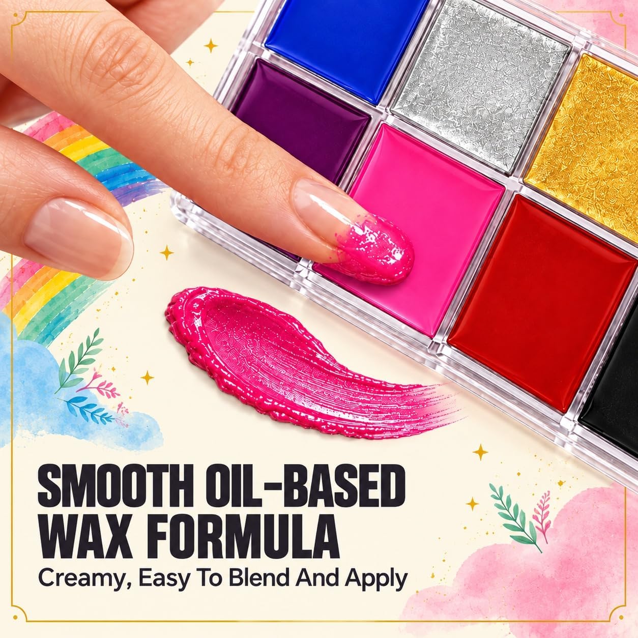 Detalle de QUSTGO 26-Colour Oil-Based Face Paint Palette for Halloween and Cosplay