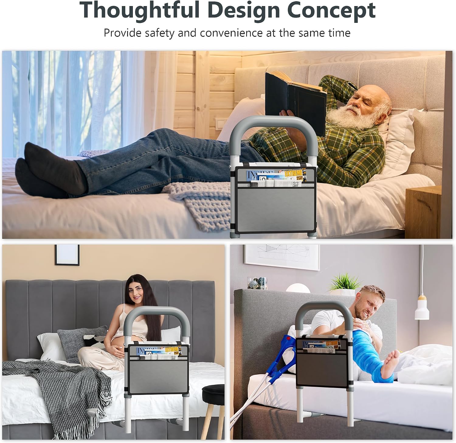 Thumbnail 5 de Yornoli Bed Rail for Elderly Adults: Motion-Sensing Light, Adjustable Non-Slip Handle and Sturdy Steel Frame