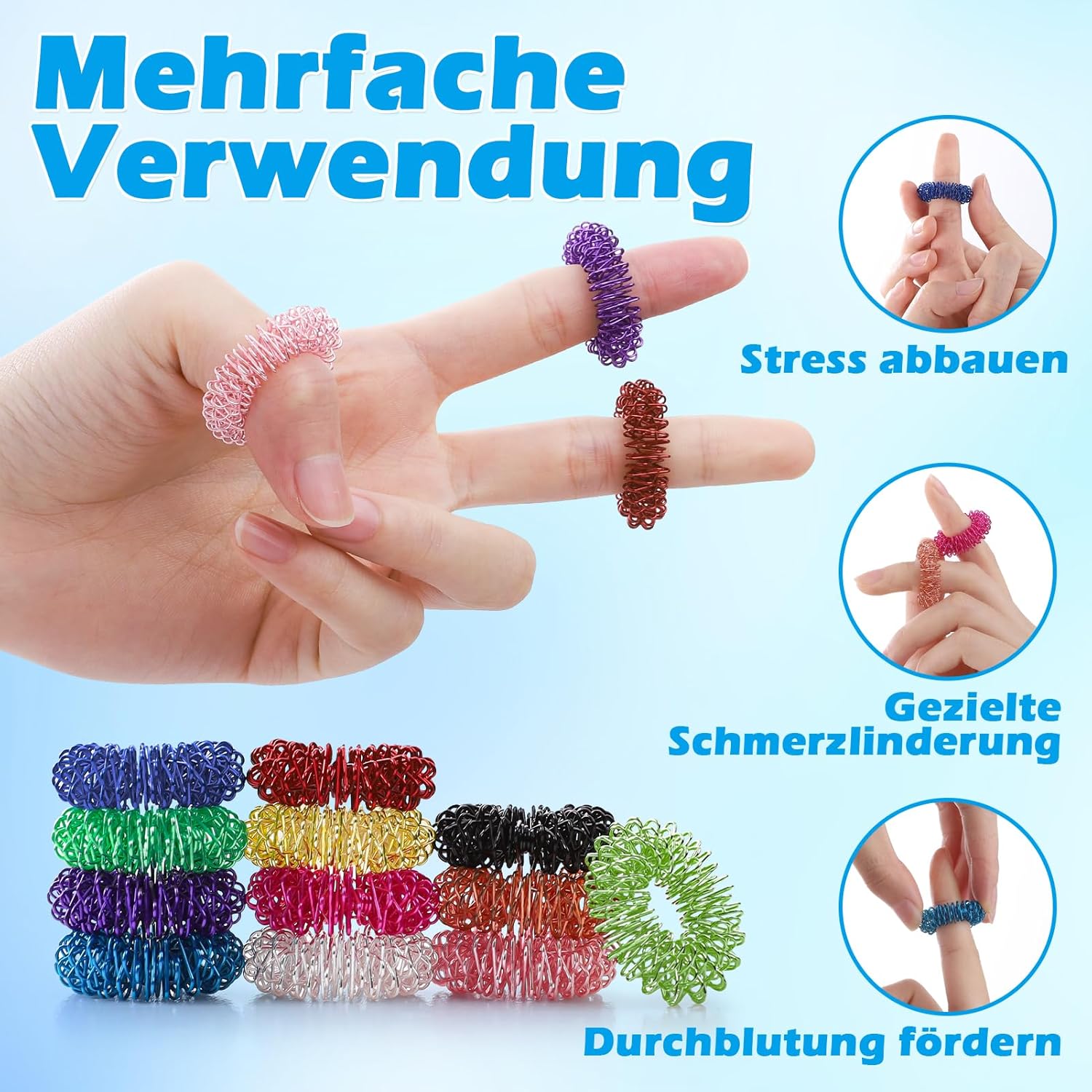 Thumbnail 1 de YANGTSUNG Akupressur-Ring Set (24 Stück) – Fingermassageringe für Stressabbau & Durchblutung