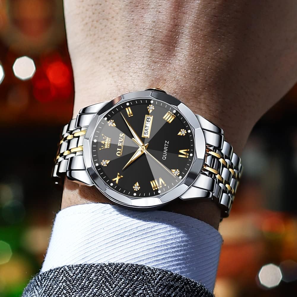 Detalle de OLEVS Herrenuhr Gold Silber 30 m
