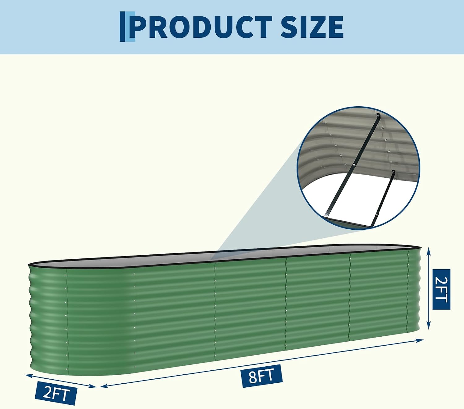 Detalle de Garvee bhg-oiQky0nthCSWL3-47fw-z 2-Pack Oval Galvanized Raised Beds, 24-Inch Deep