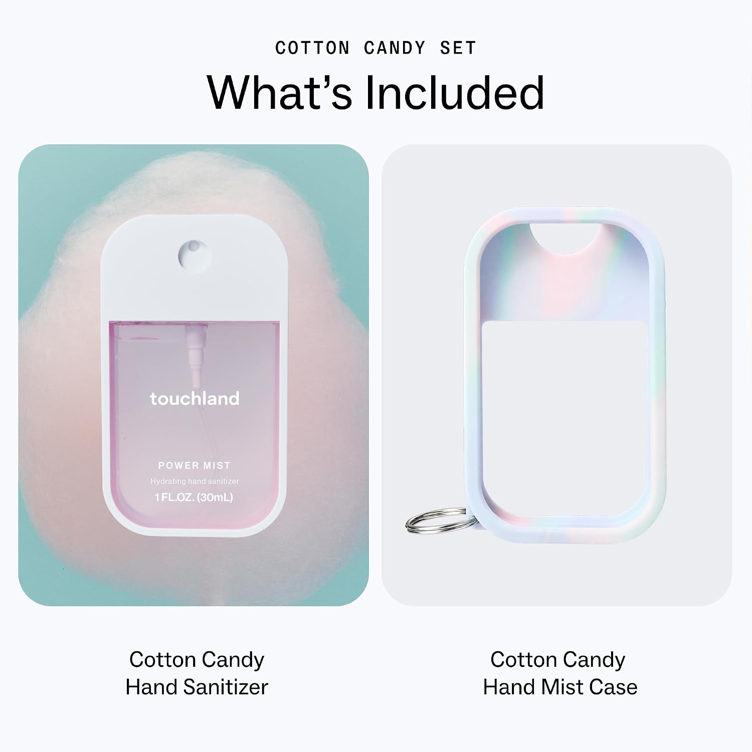 Detalle de Touchland Cotton Candy Hand Sanitizer Mist & Matching Case Set, Travel Size