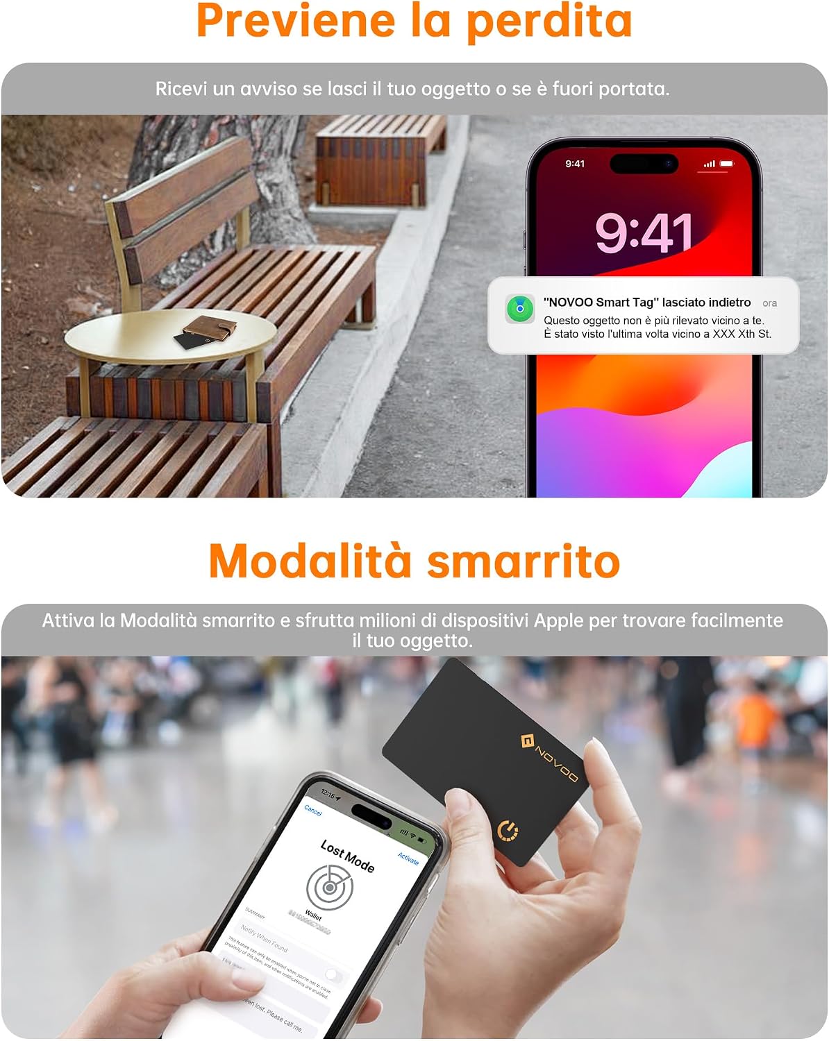 Detalle de NOVOO Air Tag Card Wallet Tracker Slim 1,6 mm: localizzatore per portafogli compatibile Apple Dov’è (iOS Only)