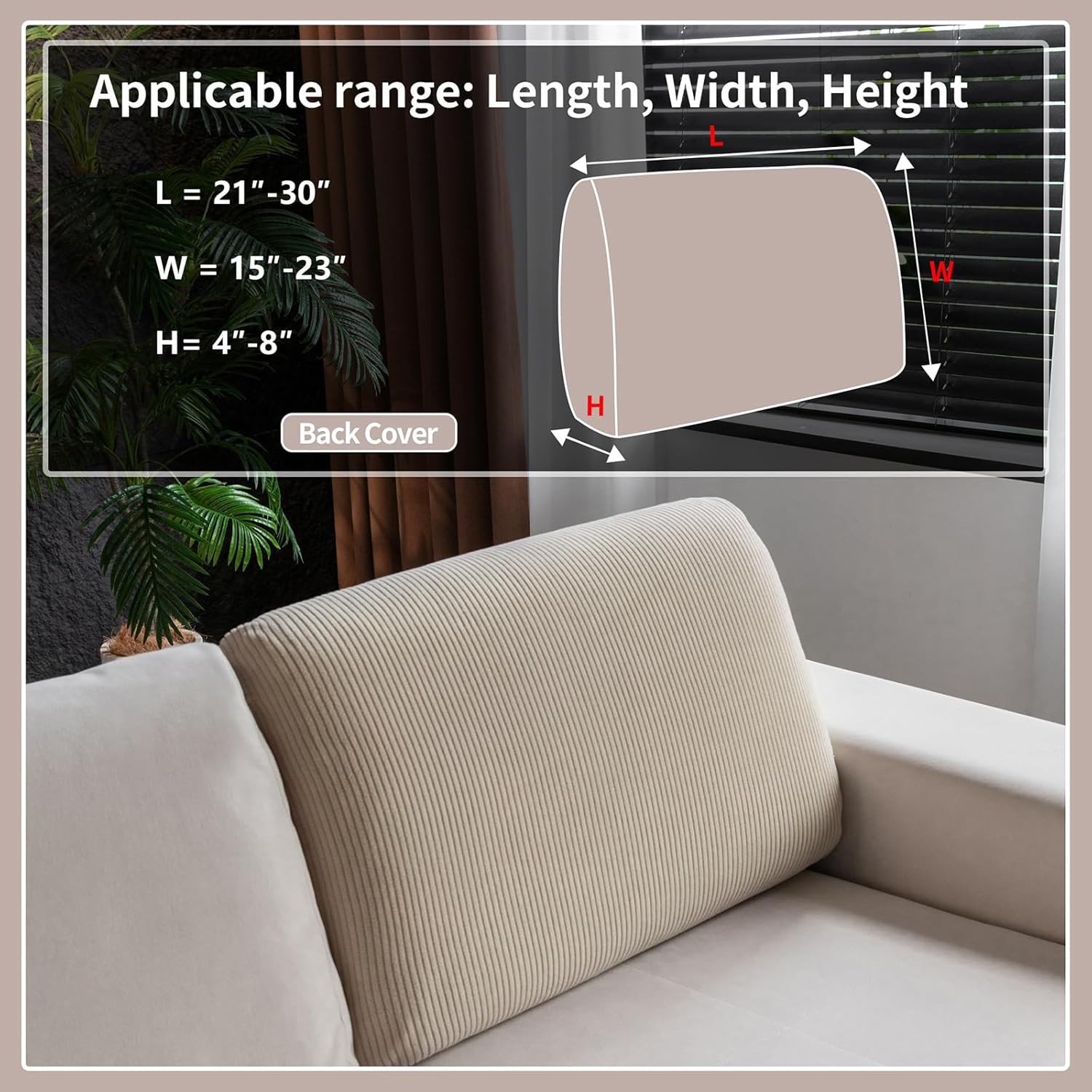 Detalle 2 de OHSIO Sectional Couch Cover 1-Piece Sofa Protector ๐