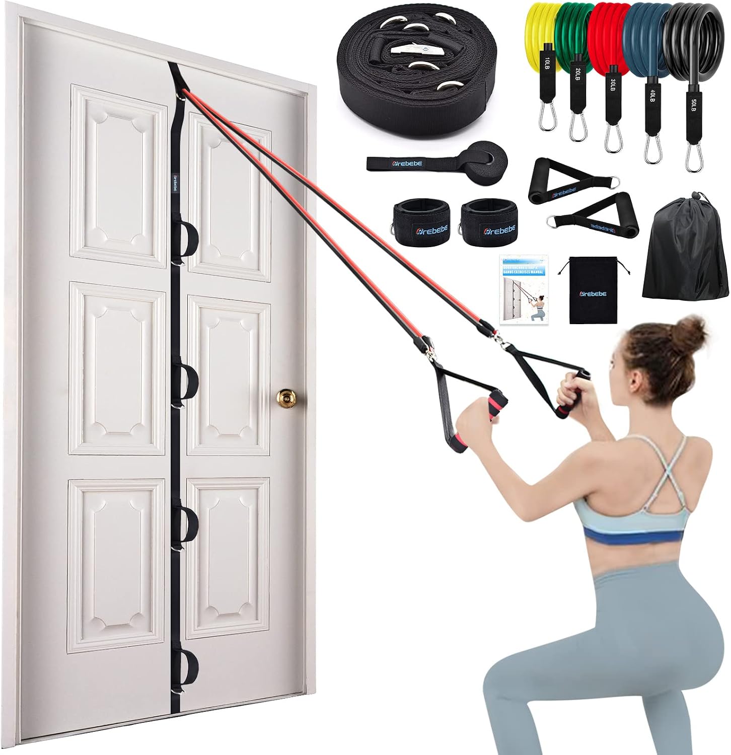 Detalle de Brebebe Door Anchor Strap for Resistance Bands (Multi-Point, Punch-Free Installation)