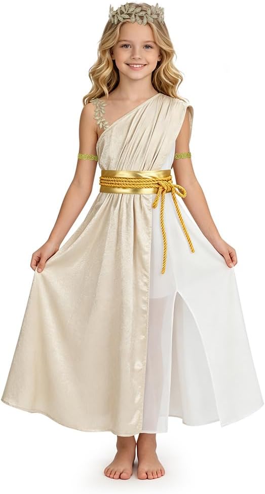 Detalle de Alaoo Egyptisch meisjeskostuum voor Halloween, 6-12 jaar, 100% polyester