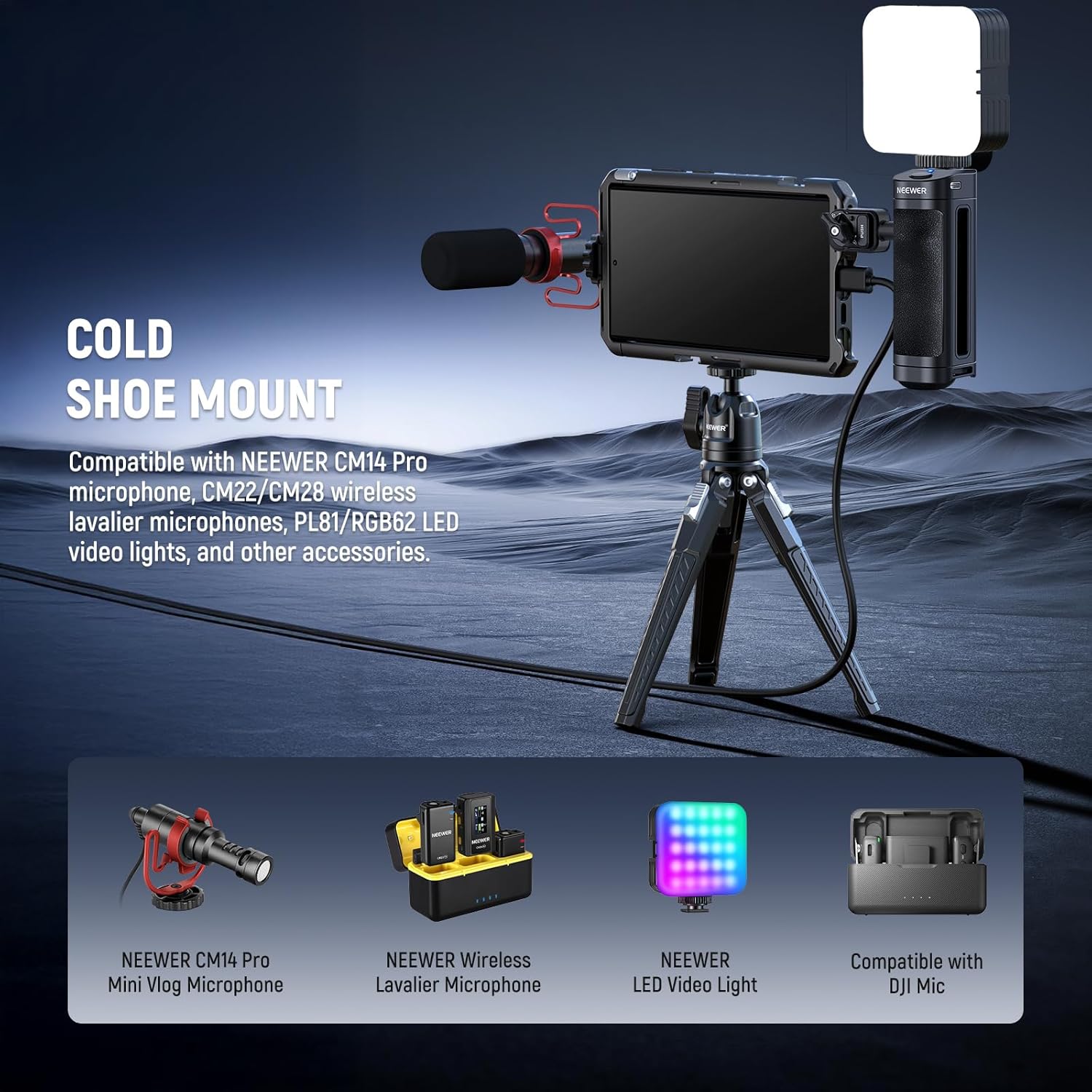 Thumbnail 6 de NEEWER Quick Release Side Handle with Bluetooth Remote Shutter – Contoured Grip for iPhone/Android Phone Cages (PA005E PRO)