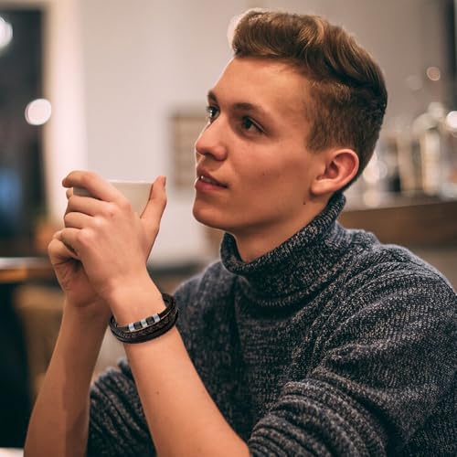 Thumbnail 6 de Pulsera de cuero para hombre Genérico con cierre magnético e acero inoxidable 316L