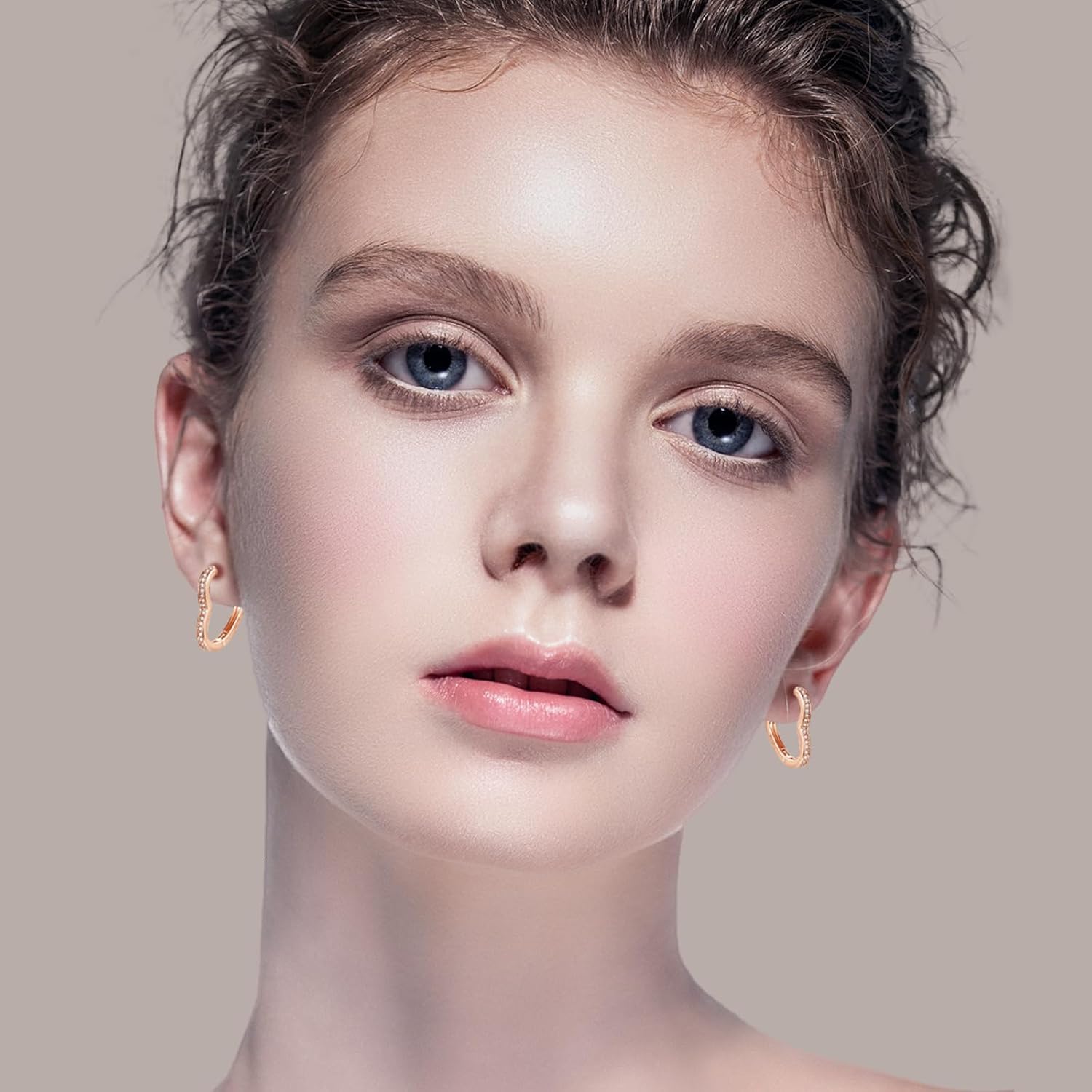 Thumbnail 5 de Estrellique 925 Sterling Silver Hoop Earrings with Zirconia – Geometric Heart/Star/Triangle Shapes