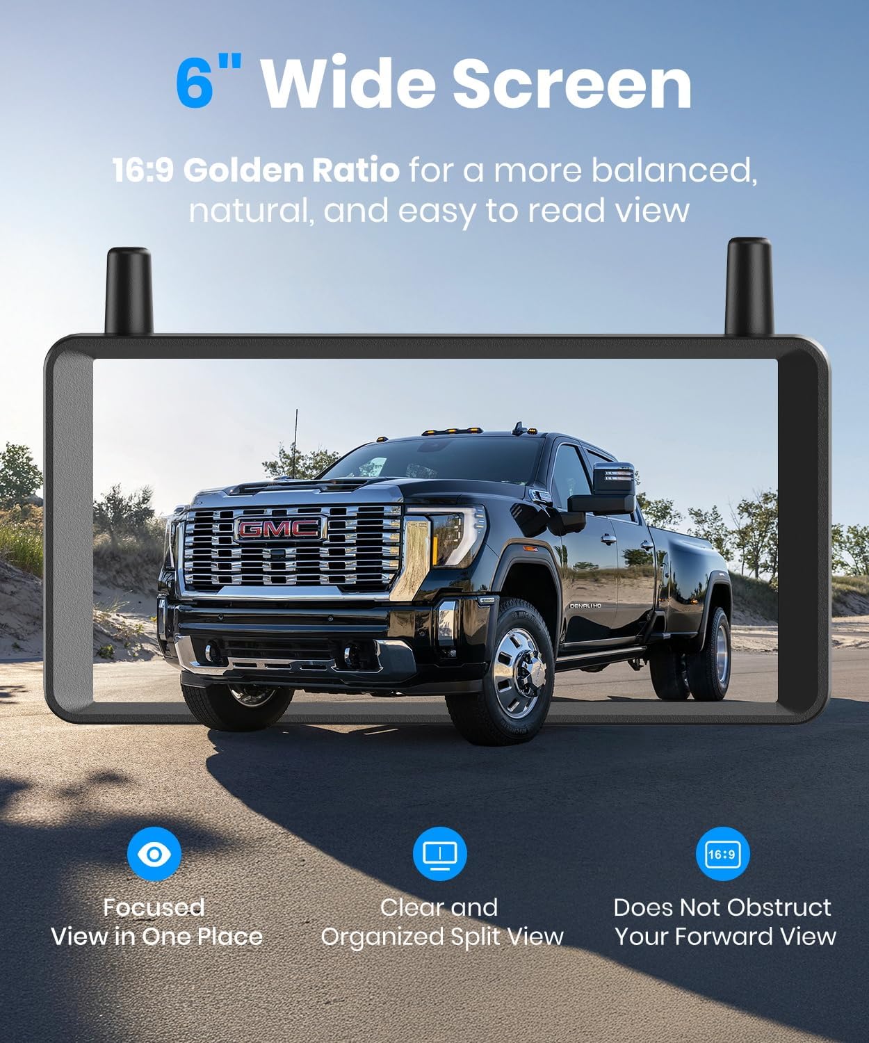 Thumbnail 4 de AUTO-VOX 2 Solar Wireless Reversing Camera Kit — 6'' HD Monitor with Dual Antennas and Split Screen View