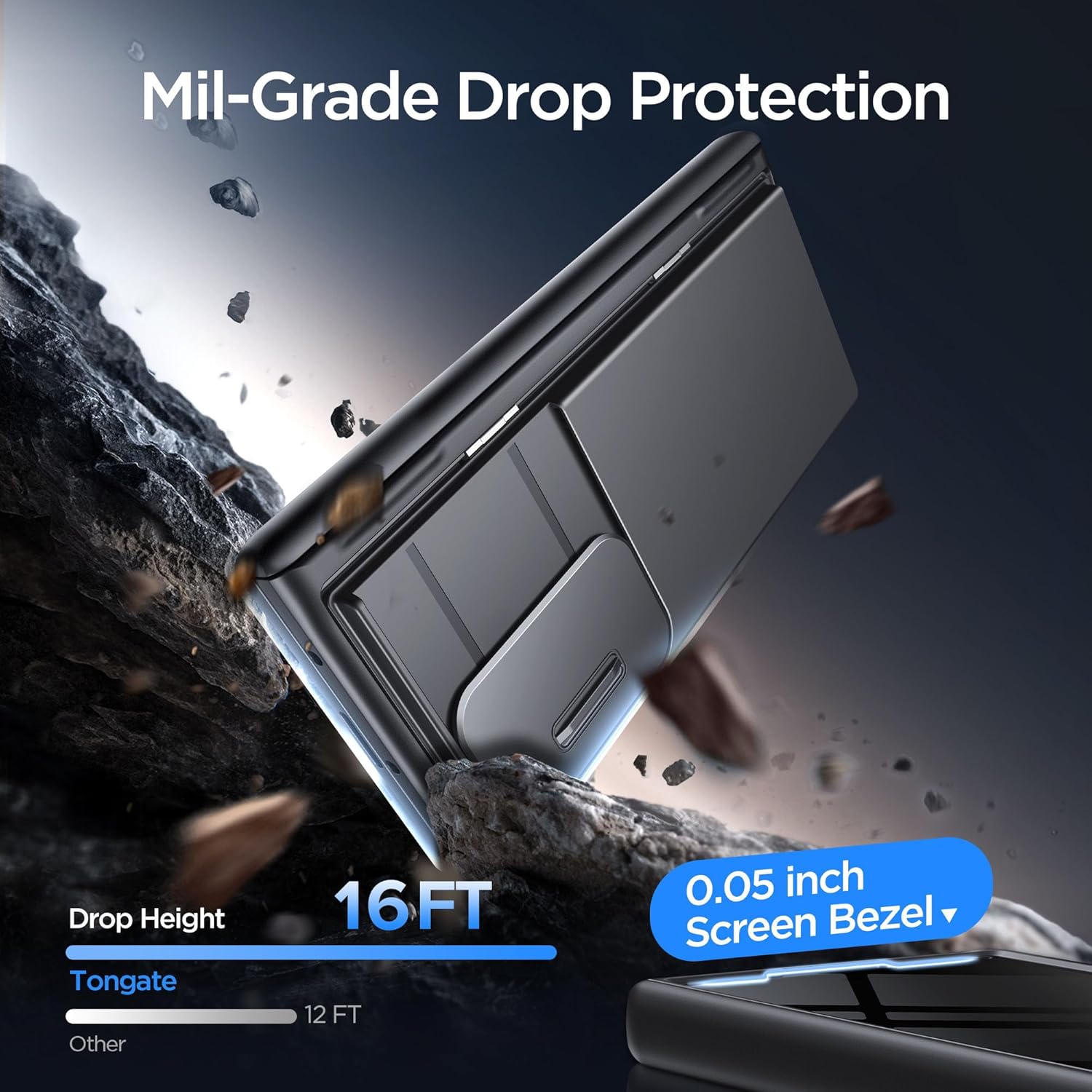Detalle de TONGATE Wallet Case pour Z Fold 7 – Protection intégrale avec Privacy Screen, porte-cartes et grand support