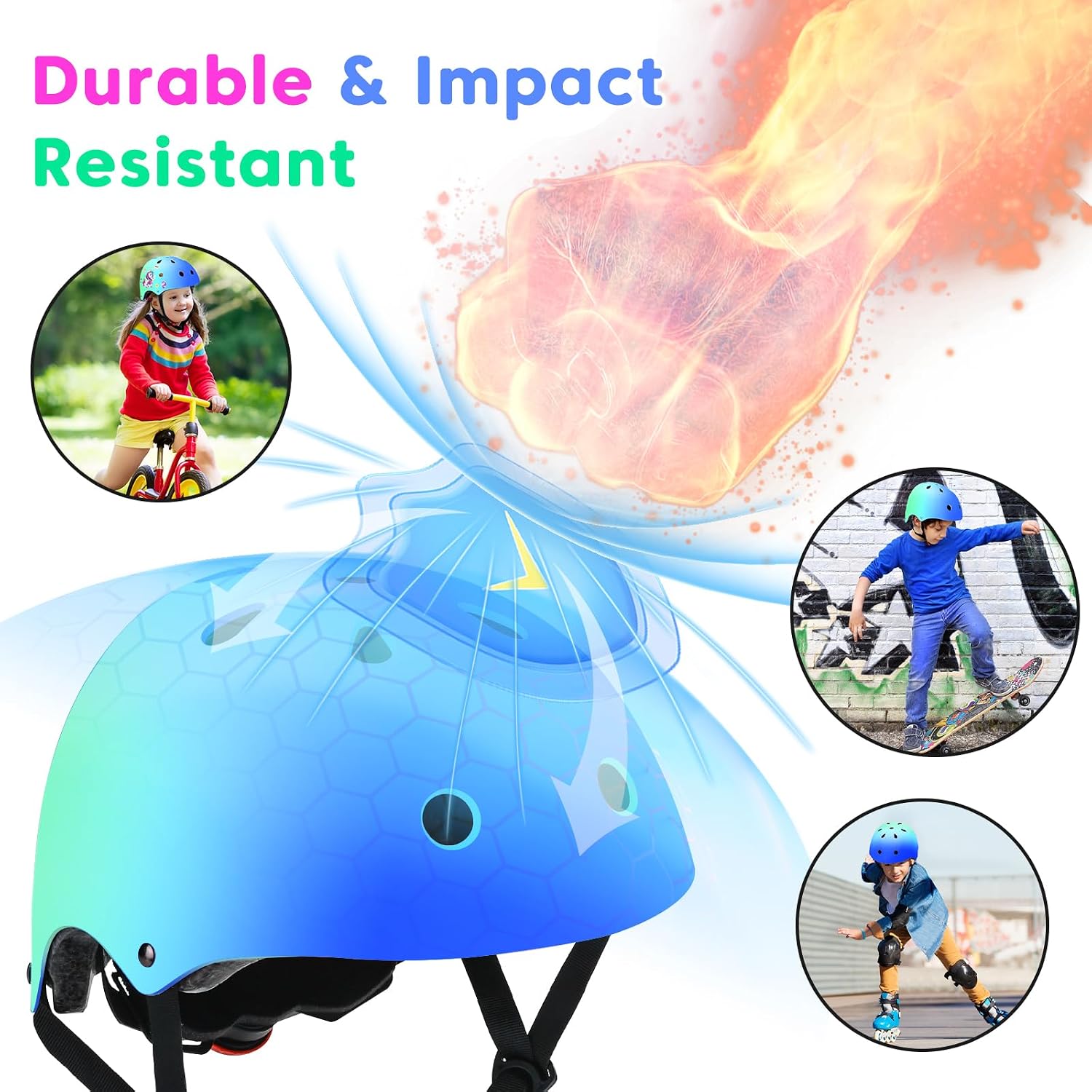 Thumbnail 3 de ArgoHome MD-710-S-Blue Kids Bike Helmet Set with Adjustable Fit and Pads