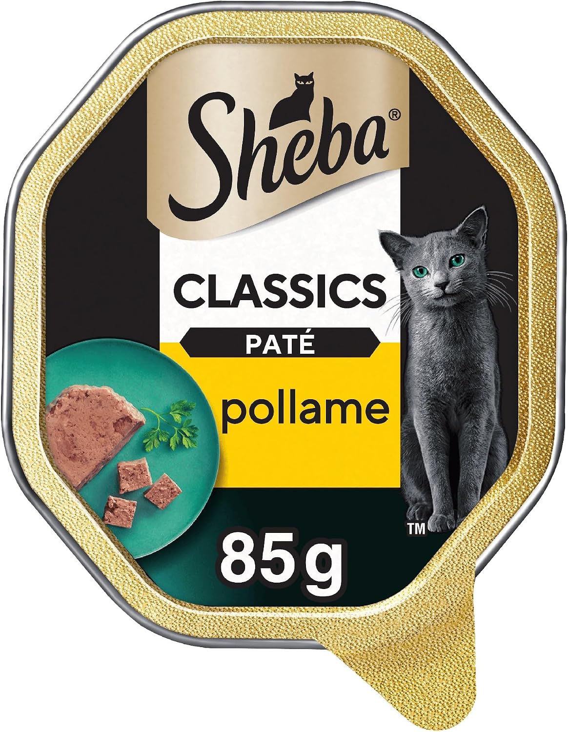 Detalle de Sheba Paté Classics Vitello e Pollo – 22 vaschette da 85 g (1870 g totali)