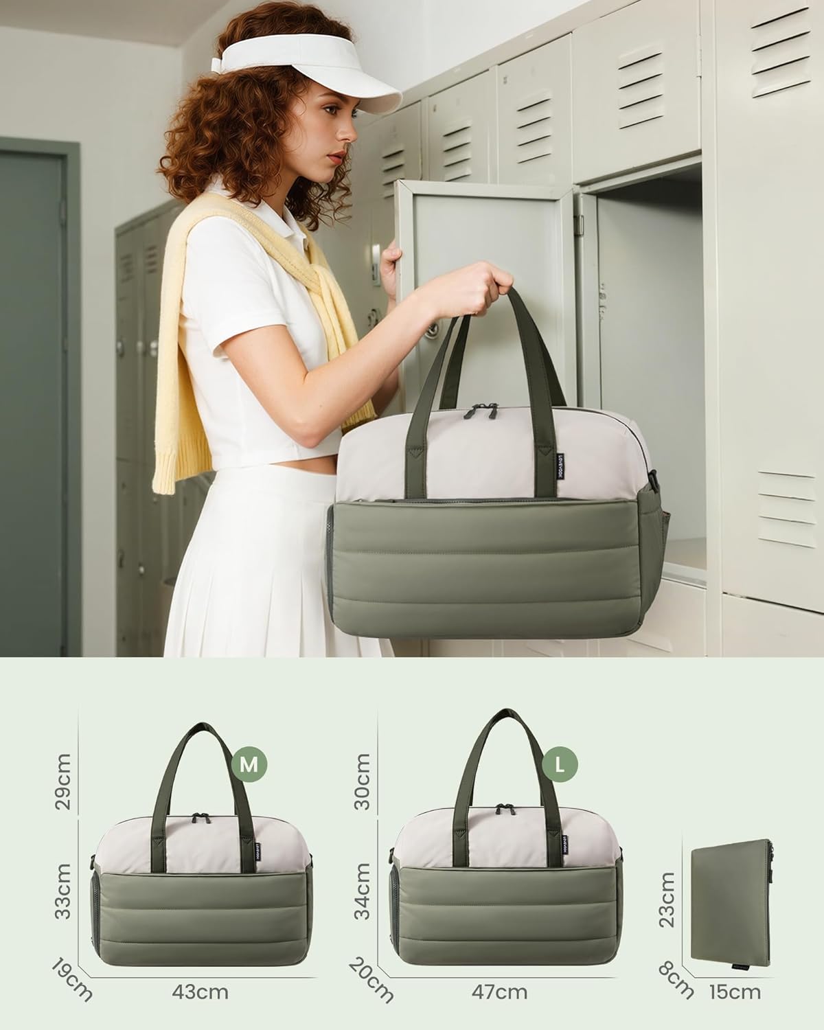 Detalle de LOVEVOOK Sporttasche/Weekender Klein Damen mit Schuhfach – handgepäck-tauglich 43×19×33 cm