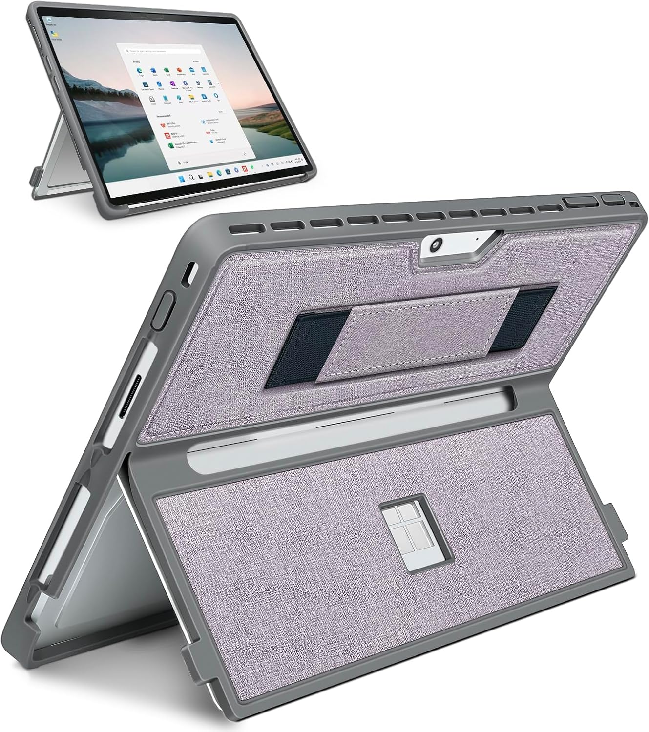 Detalle de SSS·GRGB Hülle für Microsoft Surface Pro 11/10/9/8 (13 Zoll) – robuste All-in-One-Hülle mit Stentabdeckung, Handschlaufe und integrierter Standfunktion
