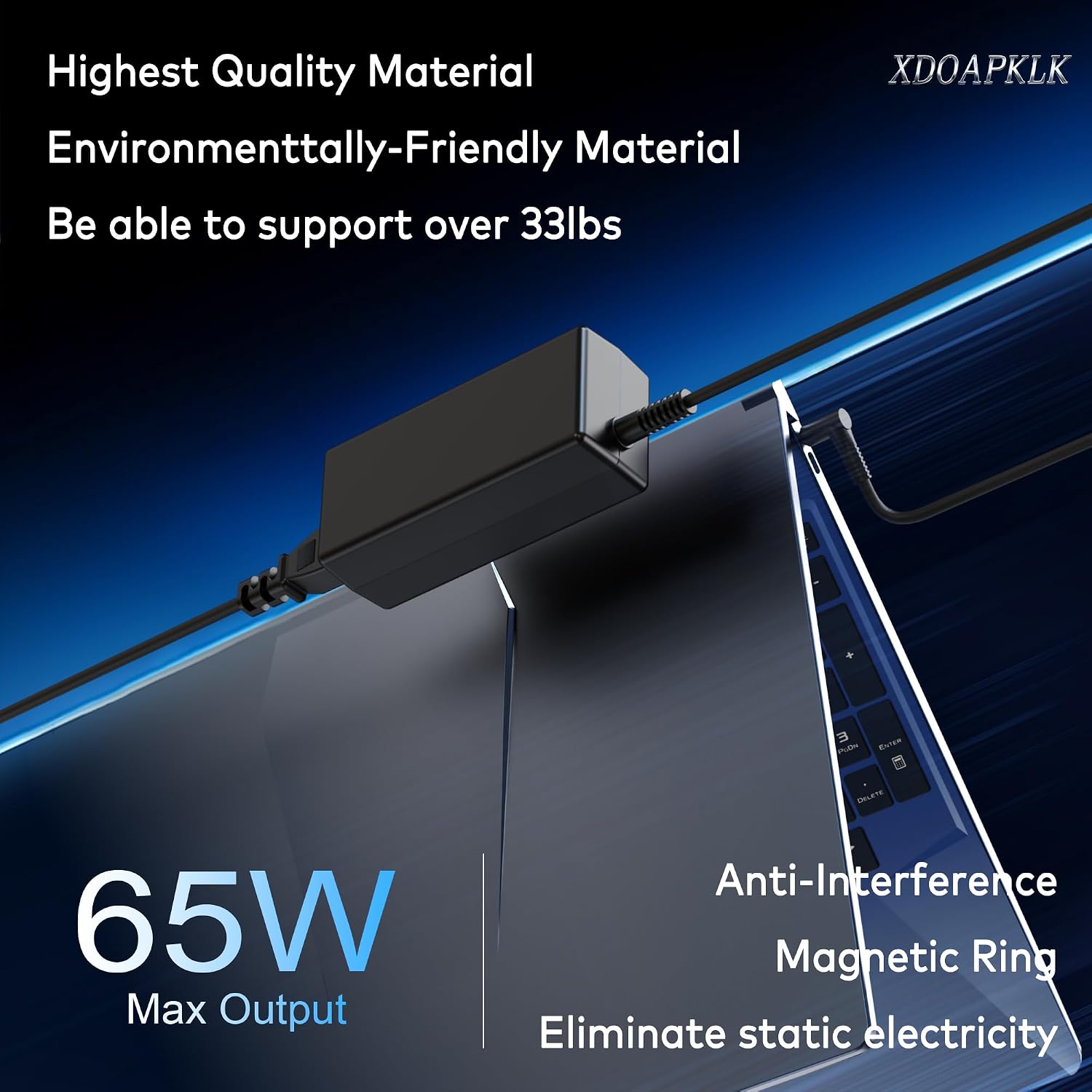 Detalle de TUXIFPKU 65W/45W Laptop Charger with 4.5 x 3.0 mm Smart Blue Tip