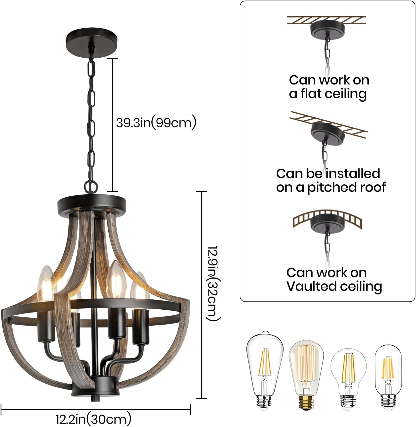 Detalle 2 de Farmhouse Chandelier, 4-Light